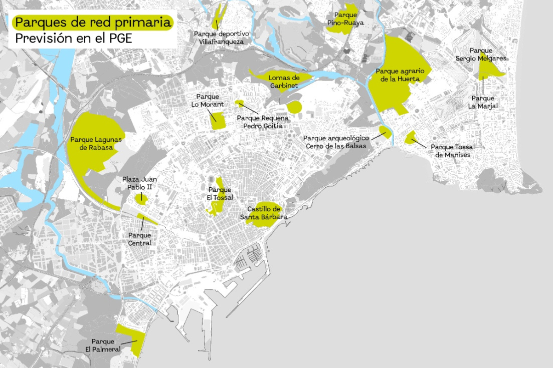 Alicante triplicará sus zonas verdes con seis nuevos grandes parques