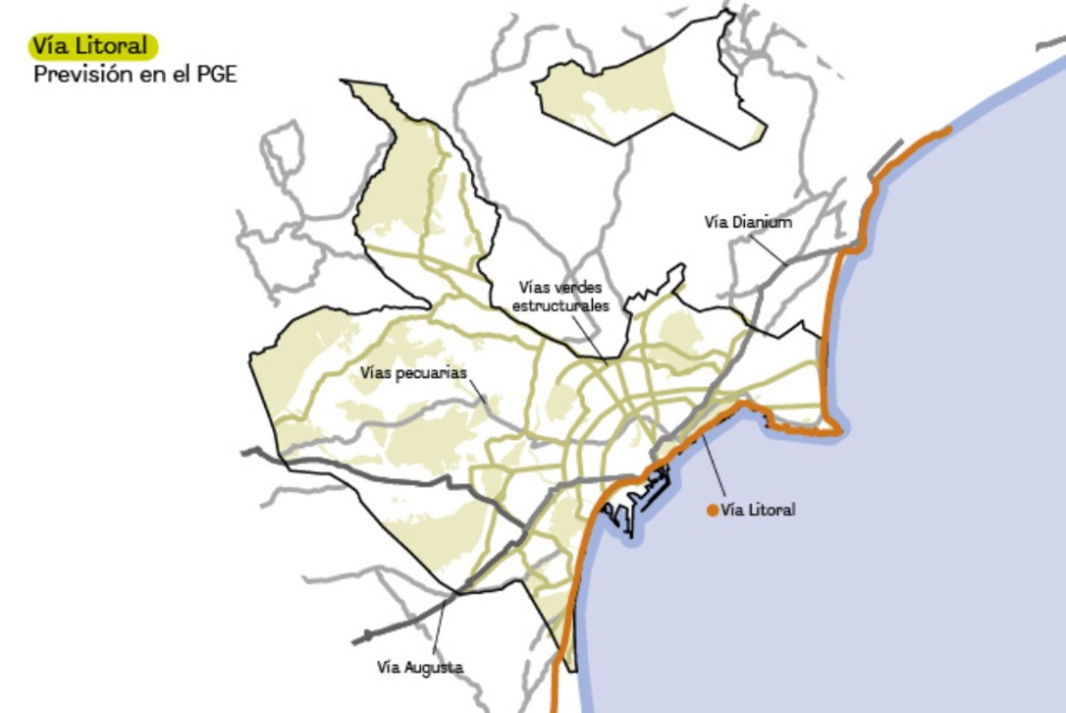 Alicante proyecta una Vía Litoral peatonal y ciclista de 21 kilómetros en el nuevo Plan General