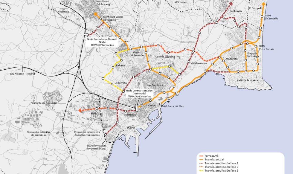 Planteamiento del TRAM en el borrador del PGE de Alicante