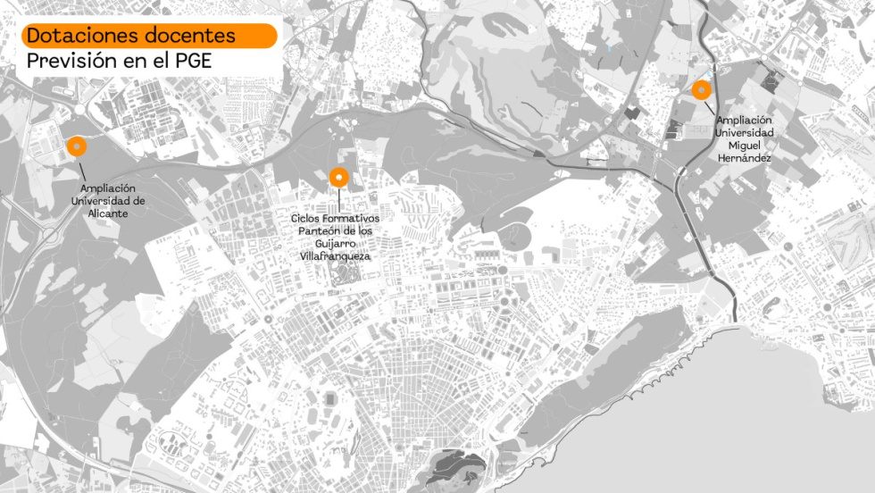 Dotaciones docentes previstas en el PGE de Alicante