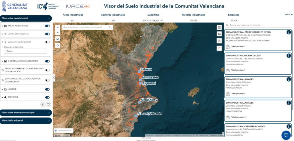La Generalitat lanza un visor digital que reúne todo el suelo industrial disponible de la Comunitat Valenciana