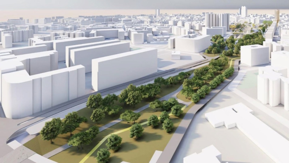 Recreaci&oacute;n del proyecto de Parque Central en Alicante.