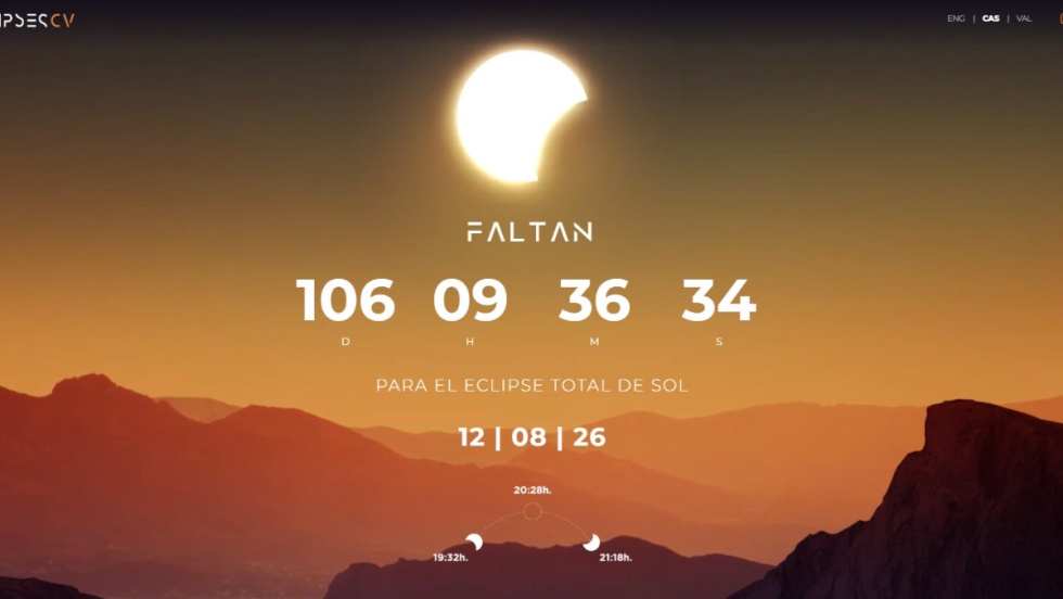 Web de informaci&oacute;n sobre el eclipse solar de 2026 en la Comunidad Valenciana.