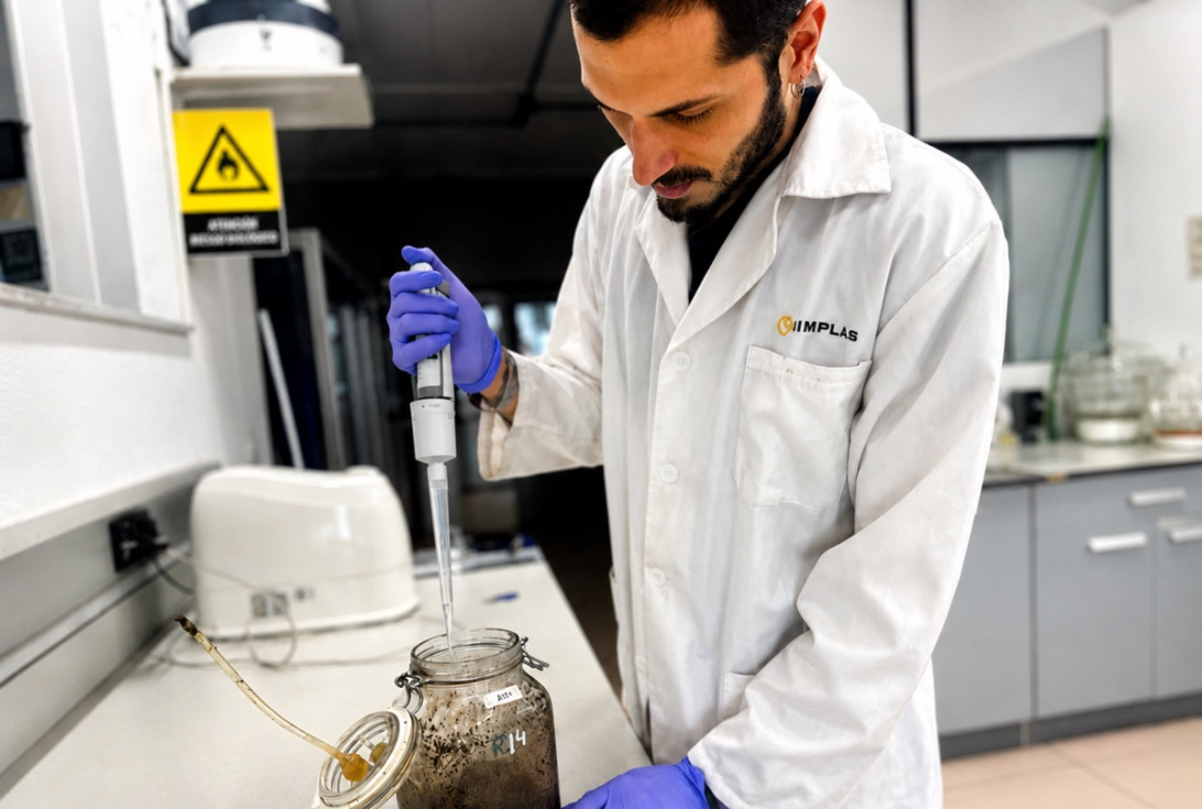 Un investigador realiza pruebas para la descomposici&oacute;n de biopl&aacute;sticos.