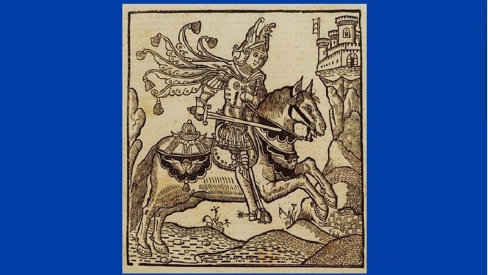 Ilustraci&oacute;n del rey Jaume I a caballo.