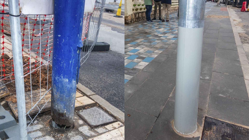 Farolas con tratamiento anticorrosivo contra el or&iacute;n de perro en Benidorm
