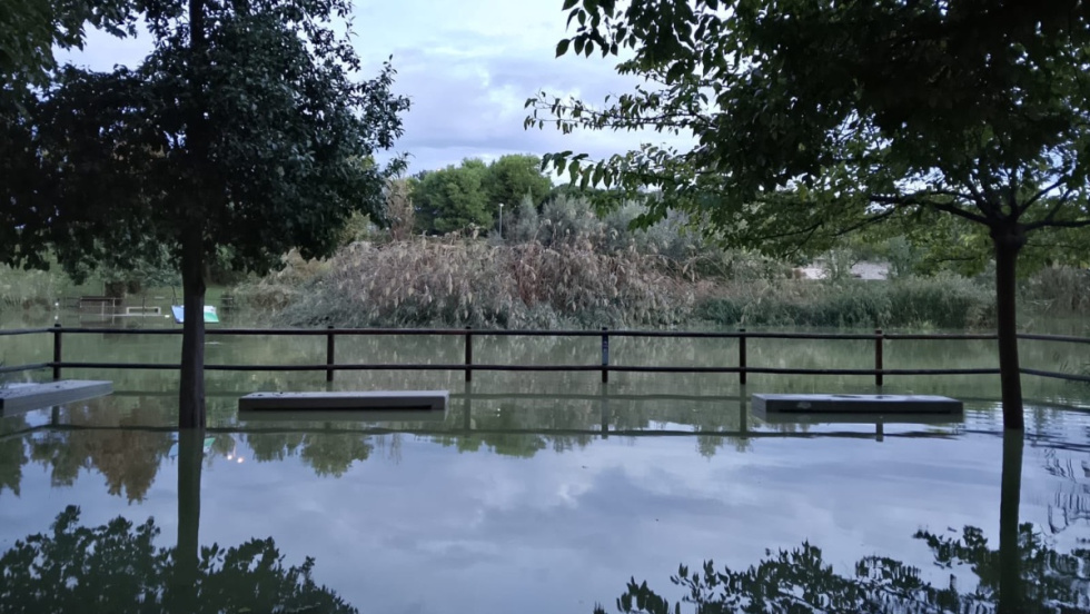 Acumulaci&oacute;n de agua en La Marjal de Alicante tras las abundantes lluvias.