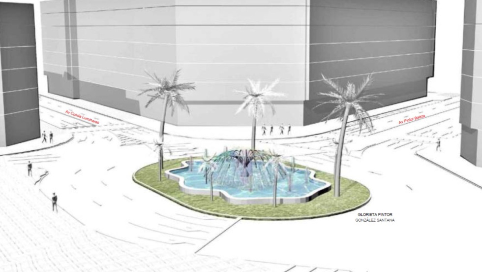 Proyecto de fuente iluminada en la Plaza Am&eacute;rica de Alicante.
